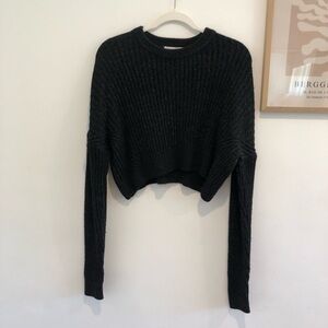 Urban Outfitters Black Ribbed Crew Neck Sweater